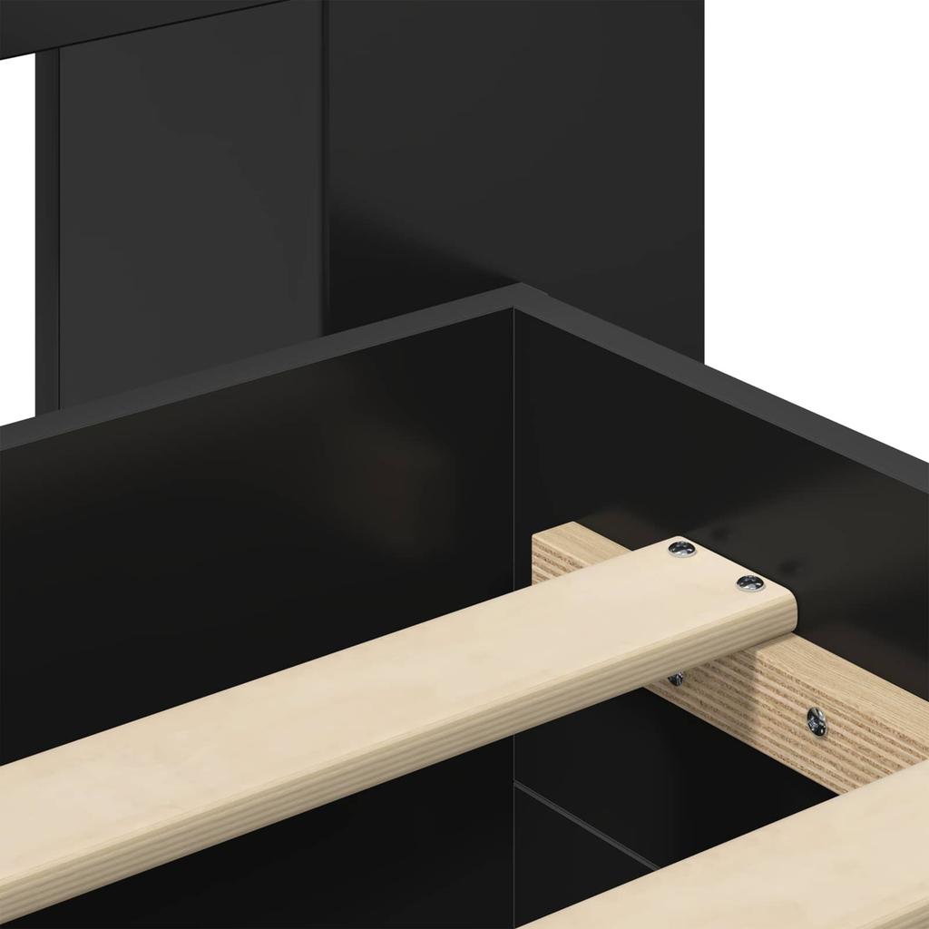 Bed Frame with Storage Space Black 75 x 190 cm Engineered Wood