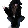 Imitation mink fur women's short winter new hooded thickened small plush coat coat