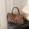 Trendsetting Matte Suede Rivet Motorcycle-Style Retro Crossbody Bag 2025: Large Capacity Handbag
