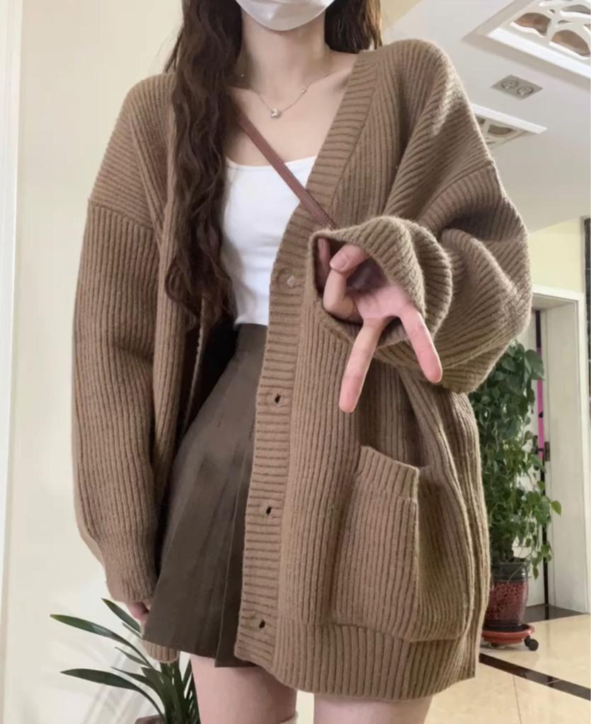 KOSY Autumn Winter Women Knitted Cardigan Sweater Coats Female Long Sleeve V-neck Loose Casual Sweater Cardigans