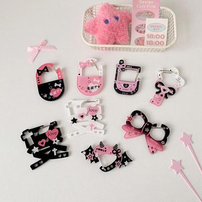 Sweet Cool Girls Acrylic Keychain Hook Pink Black Hanging Decoration For Bag Pendant Doll Toy Holder Personalized Pendant Gift
