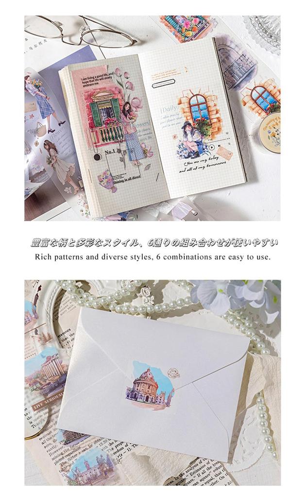 AirAkl Sticker Collage Materials Squeezing Roll Flake PET Adhesive Wide DIY Meaning of Assortment Tape, Stickers, Stickers, Tape, Width, (The Travel)