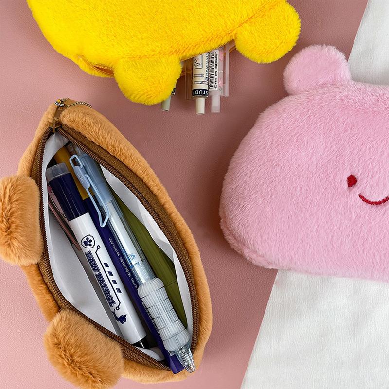Kawaii Plush Cute Pencil Case Butter Bear Pencil Bag Kids School Home Stationery Box Korea Plush Bag Kids Gifts Toys Gifts