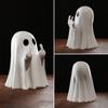 Cute Cartoon Halloween Witch Ghost Miniature Figurine Creative Small Ornament Resin Crafts Crystal Ball Decoration Accessories