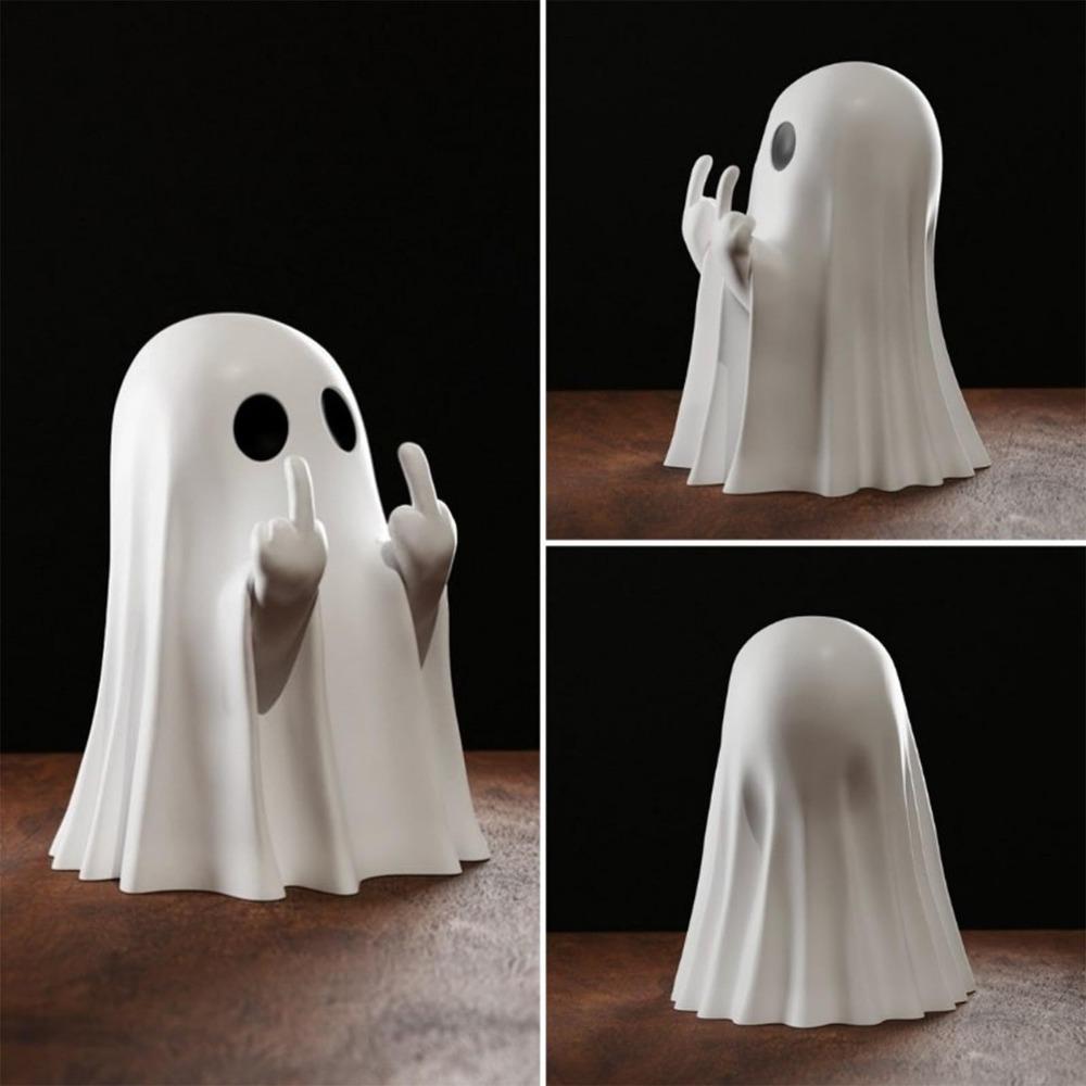 Cute Cartoon Halloween Witch Ghost Miniature Figurine Creative Small Ornament Resin Crafts Crystal Ball Decoration Accessories