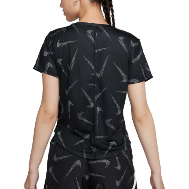 Nike Logo All Over Print Short Sleeve T-Shirt Women Tops Black FB4682-010