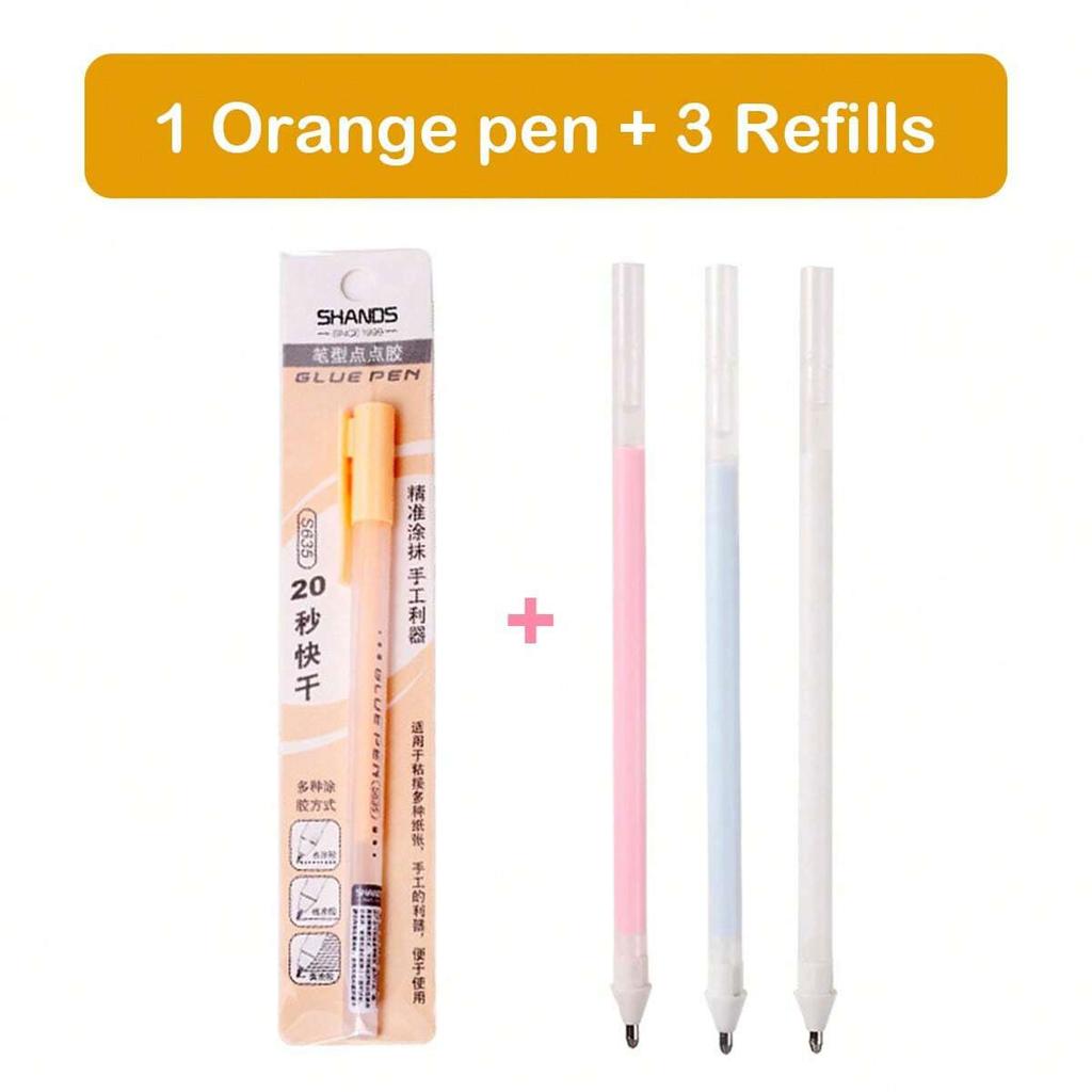 1+3Pcs Macaron Dispensing Pen Student Diy Hand Account Manual Quick-drying Glue Dispensing School Office Supplies Stationery