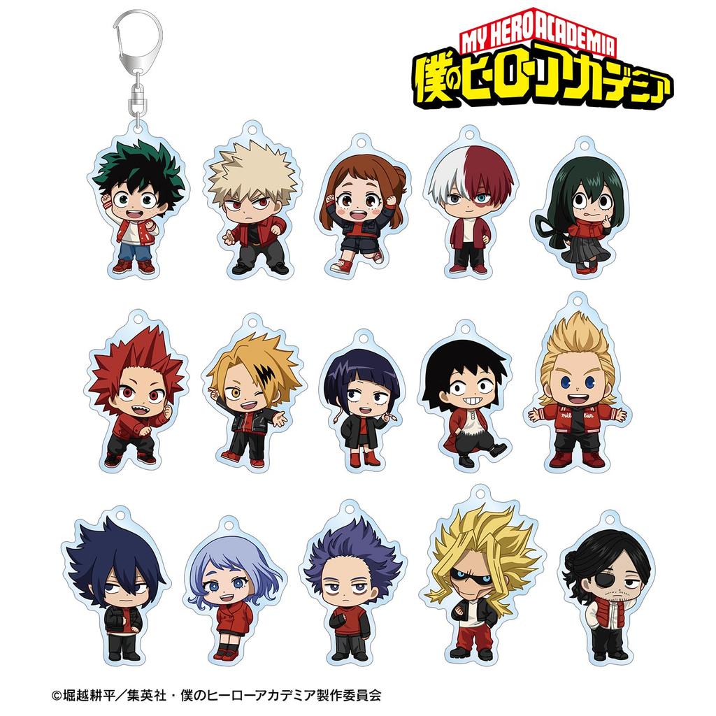 TV Anime "My Hero Academia" Trading Chibi Character Red Casual Clothes Ver. Acrylic Keychain Box of 15