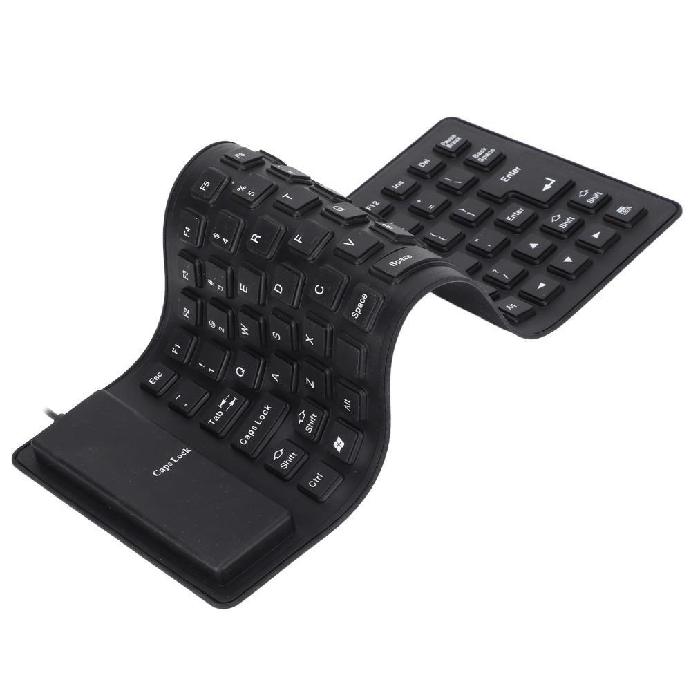 Portable 85 Keys Silicone Keyboard Silent Keys Waterproof USB Wired Keyboard Black/Orange/White Foldable Keyboard Travel Office