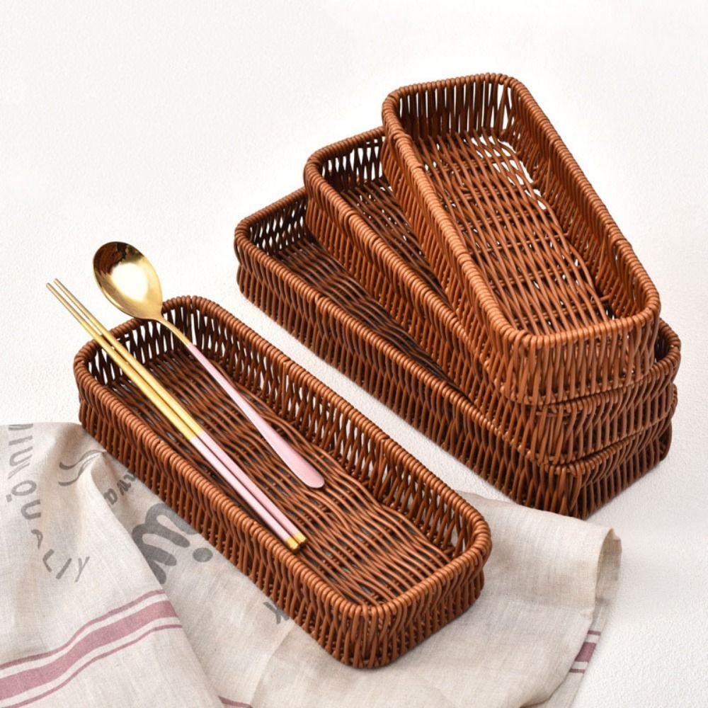 Colorful Faux Wicker Bread Tray Household Tabletop Fruit Container  Kitchen Supplies