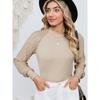 Fashion Mesh Sleeves Top Pullover Crew Neck Knitwear Mesh Long Sleeve Round Neck Neck Top