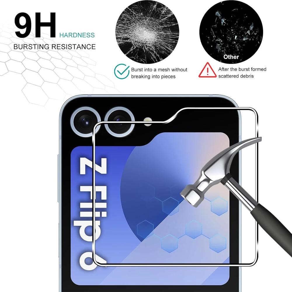 3pcs Full Cover Tempered Glass For Samsung Galaxy Z Flip 5 6 7 HD Clear Glass Full Screen Protector 9H Hardness Glass Film