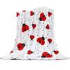 Coperta in pile leggera, super morbida, accogliente, rossa con coccinella su sfondo bianco, coperta regalo per adulti e bambini