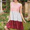 ZANZEA Women Summer Round Neck Loose Sleeveless Polka Dot Print Dress