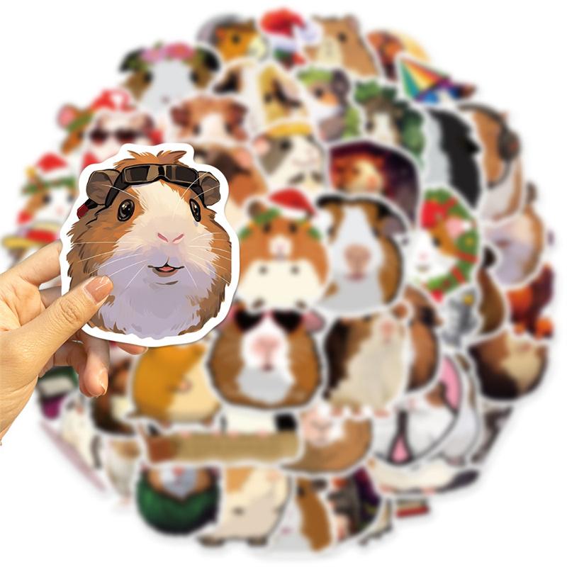50Pcs Cartoon Guinea Pig Stickers Cute Animals Pvc Decals Funny Decoration Toy Gift Diy Fridge Helmet Phone Suitcase Sticker