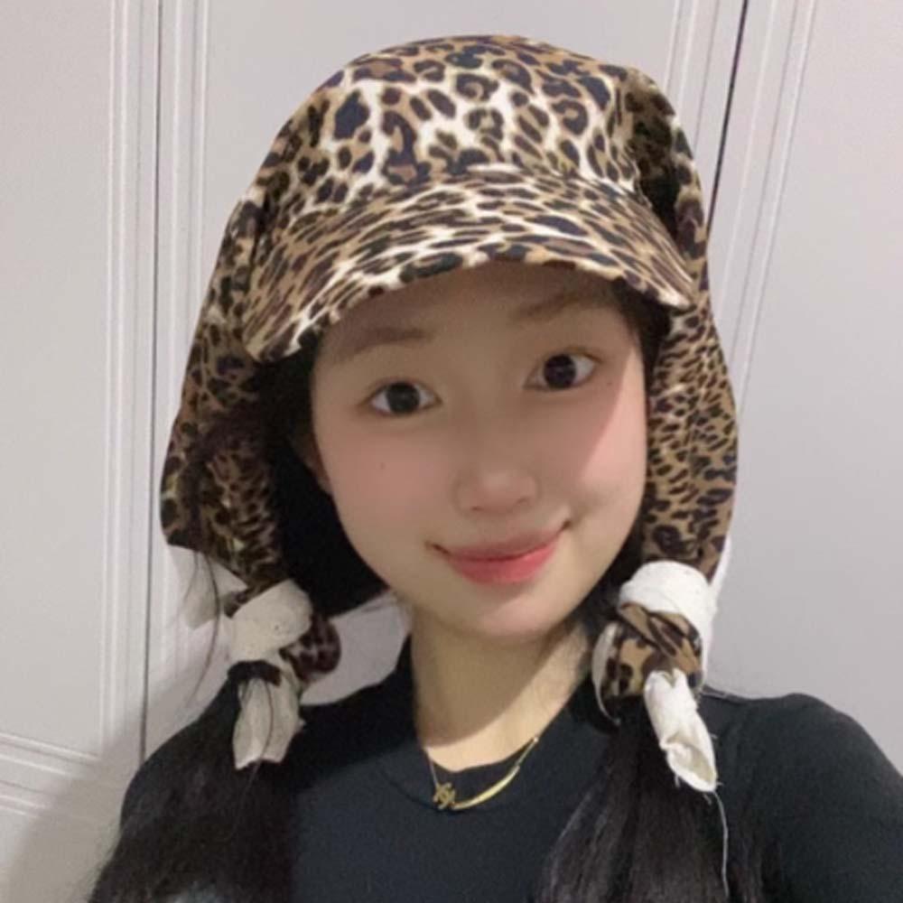 Leopard Print Scarf Peaked Cap Floral Strappy Bandana Cap Driving Triangle Headscarf Hat  Camping