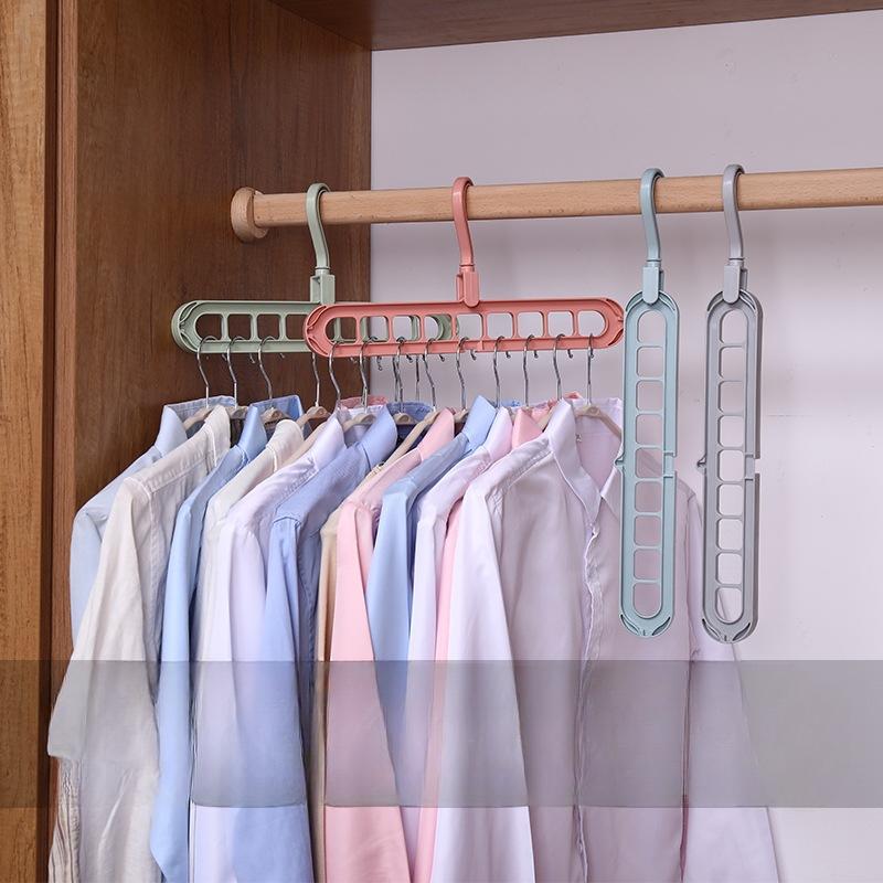 Multifunctional Hangers Household Hangers Storage Artifacts Nine Holes Clothes Rack Plastic Bedroom Magic Rack Dormitory