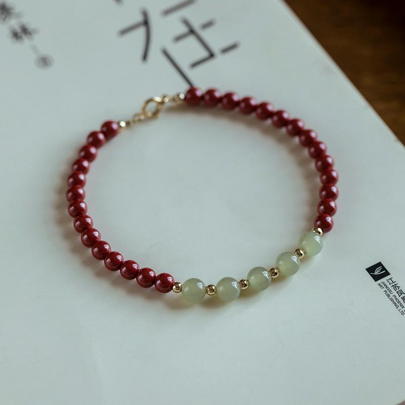 Shopkeeper's Recommendation Hetian jade bracelet with purple gold sand, traditional style high-end bracelet, new zodiac-themed gift for women