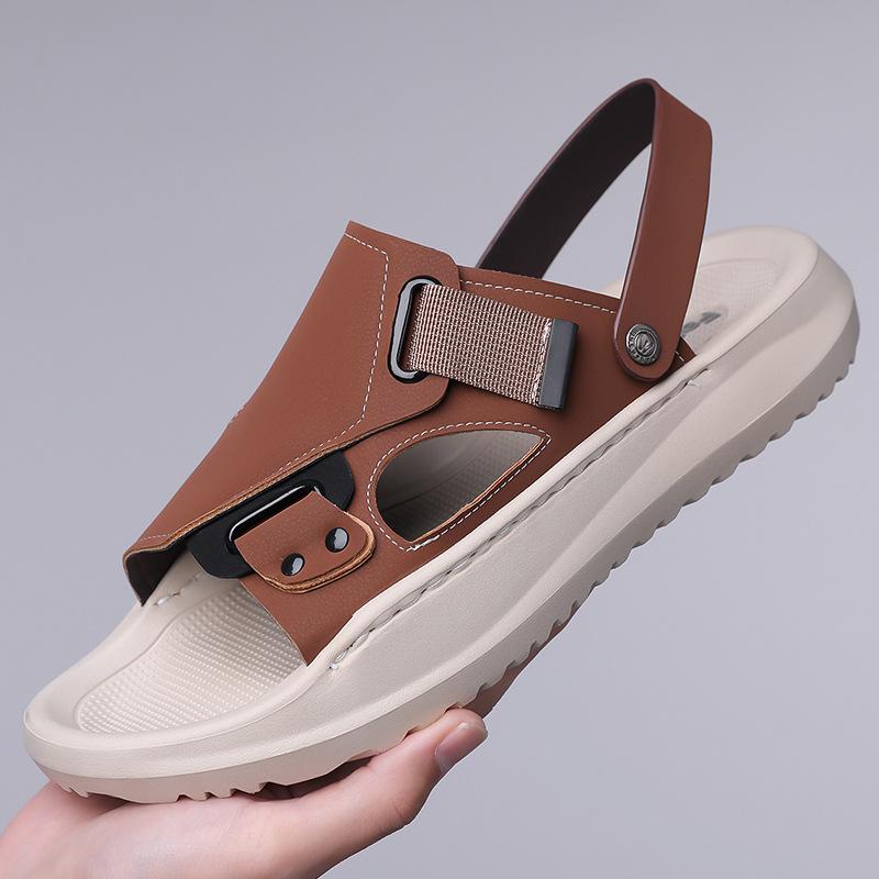 Summer Casual Soft-Soled Sandals Men'S Beach Shoes Men'S Leather Sandals Men'S Dragging Dual-Purpose Slippers 3