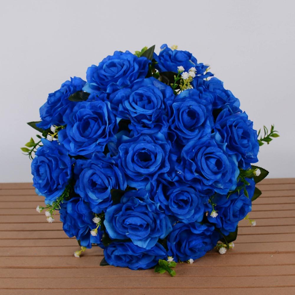 

18 Heads Real Happy Flower Mini 10 Colors Natural Simulated Rose Photography Photo Gift Valentine s Day Flowers Home Decorative синий