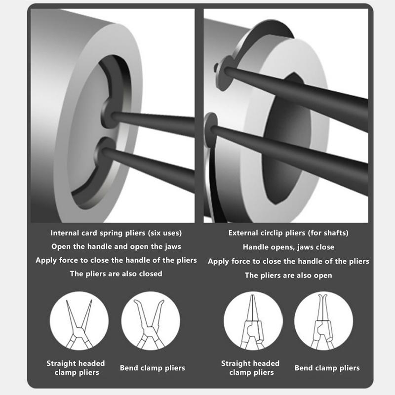 1Pcs Hand Tool 5/6/7 Inch Internal External Pliers Retaining Clip Carbon Steel Multifunctional Snap Ring Circlip Pliers