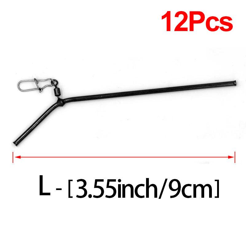 Topranc 12Pcs Anti Tangle Sea Fishing Accessories Fishing Balance Brass Tube Connector L- Shape Booms Accessory Size 5/7/9/12CM