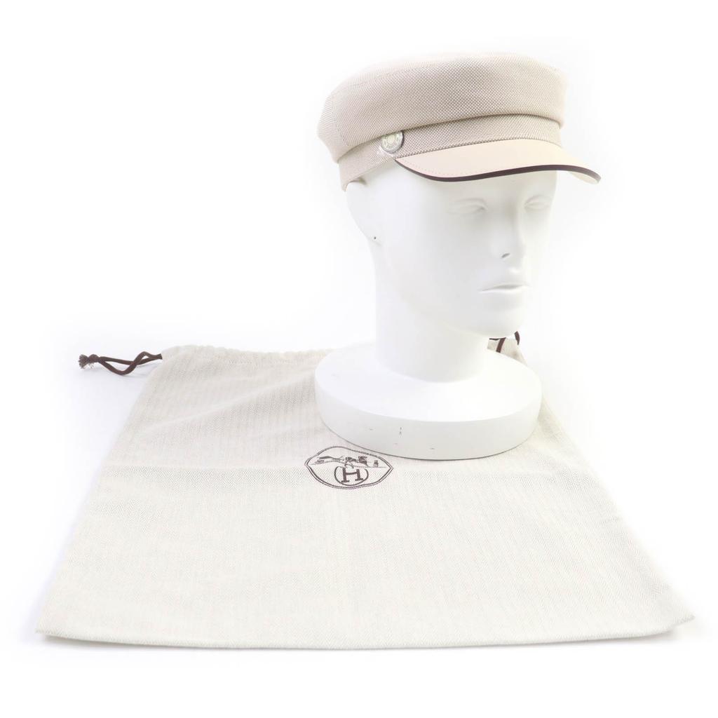 Pristine HERMES Casquette Beige Cotton Women 57 Used