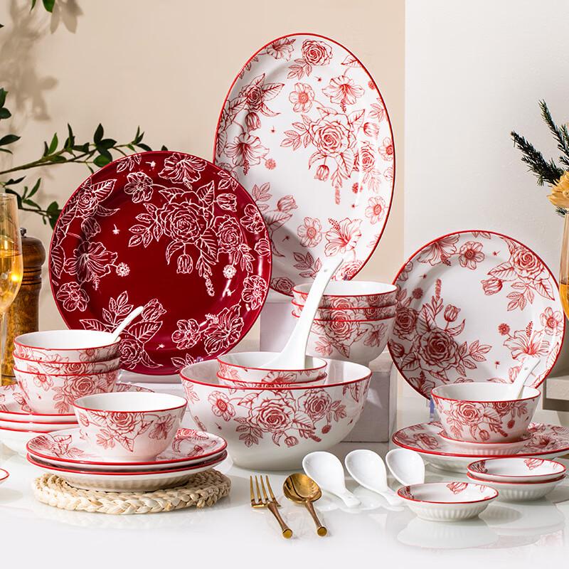 Ailan Huijia LIU Blooming Flowers 70-Piece Ceramic Dinnerware Set