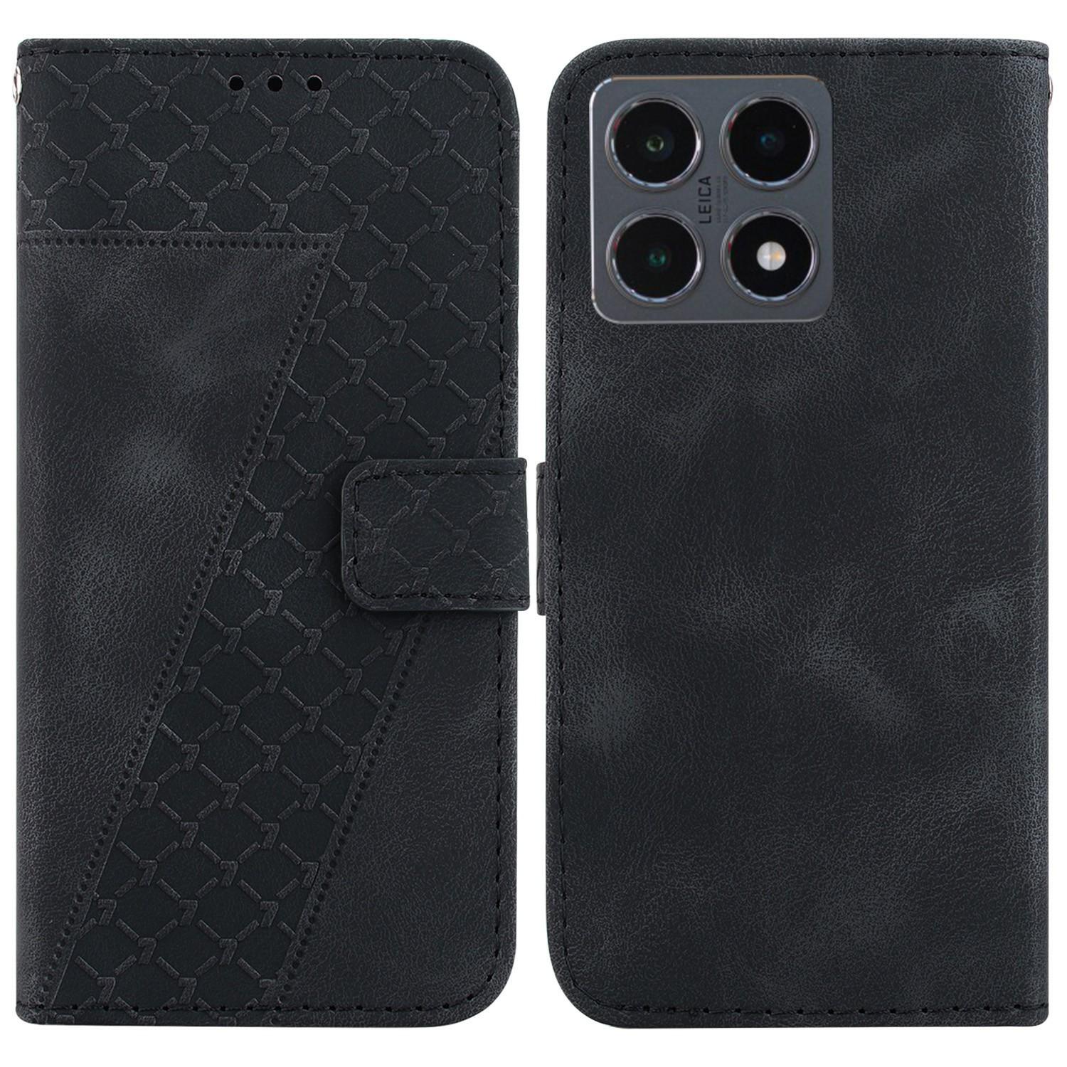 

For Xiaomi 15T Stand Case 7-Shaped Pattern Imprint Leather Phone Cover with Strap
