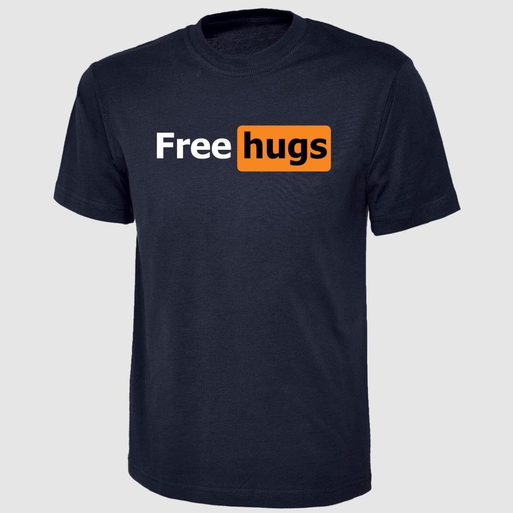 Free Hugs Man T-Shirt Short Sleeve Printed Funny Cotton Shirt Summer Novelty Gift Men Humour O-neck Tee Tops