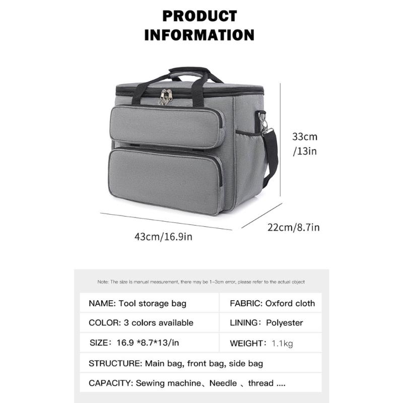 Practical Oxfords Fabric Sewing Accessories Case with Shoulder Strap Foldable Design For Handmade Craft Storage