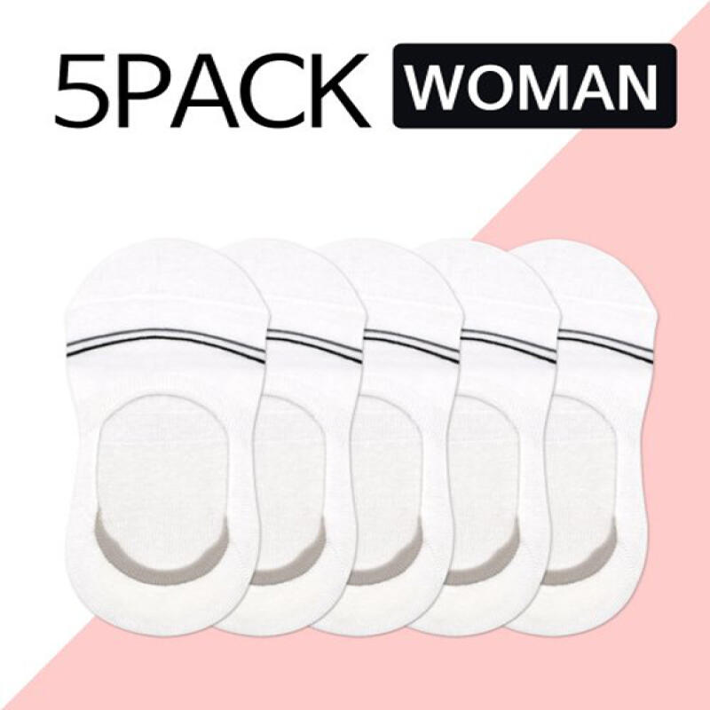 [Set of 5] Women s Slip-On Slippers - Two-Line Black Two-line black