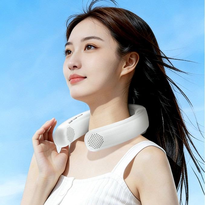 Silent Leafless Neck Fan: Portable Outdoor Semiconductor Cooler 224*169*73.5MM