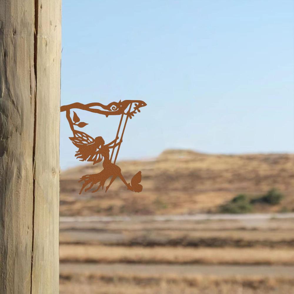 1 Stück Metall-Feen-Silhouette-Kunst – Verleihen Sie Ihrem Garten mit dieser wunderschönen Metall-Feen-Silhouette-Kunst einen Hauch von Magie und Charme