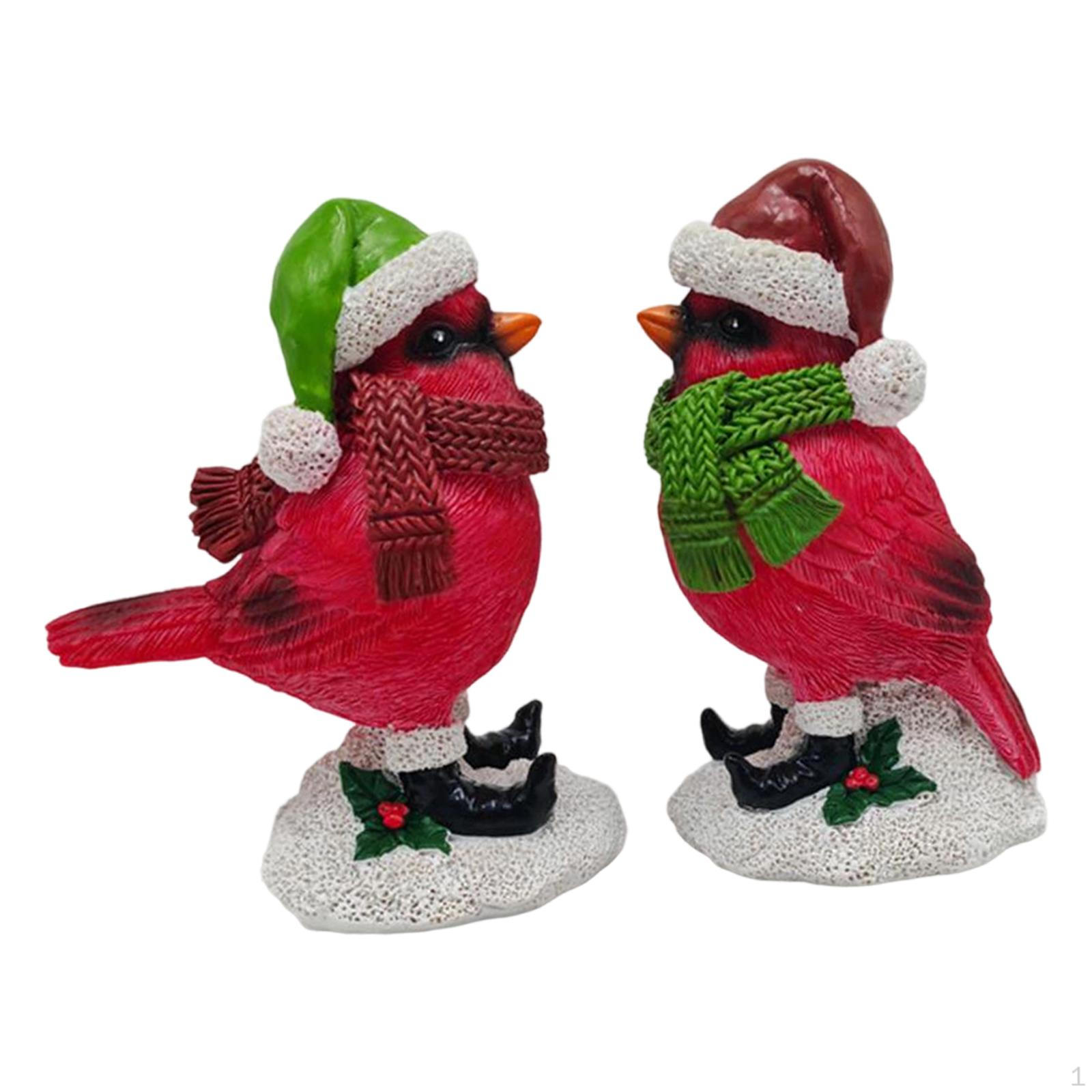 

2Pcs Christmas Bird Statues Sculptures Decoration Home Decor Garden Ornament Resin Figurines for