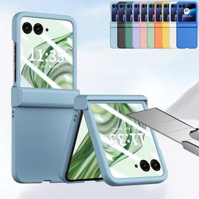 Colorful Slim Ultra Thin Hard Tempered Glass Film Case for Motorola Razr 50 Good Touch Feel Camera Shockproof  Business Full Protection Cover