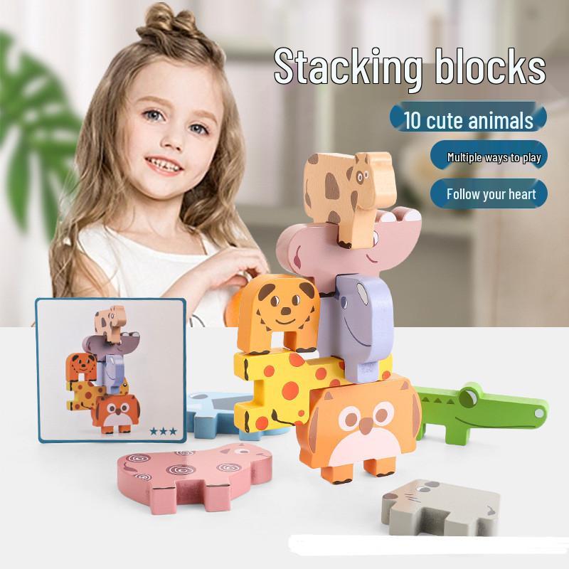Animal Balance Wooden Stacking Blocks - Educational Toy for Children's Early Learning