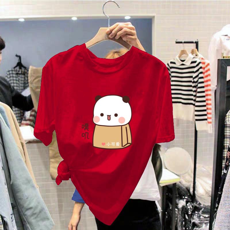 T-shirt Unisex in Cotone per Donna Moda Coreana Larga per Adolescenti Oversize Taglie Forti in Saldo Grafica Stampata Om
