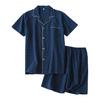 1 Set Pajama Set Soft Short Sleeve Casual Thin Comfortable Sleeping Wear Cotton Grid Print Men Homewear Daily Clothing