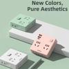 Multi Port Ultra Thin Power Strip Flat Plug USB C Ports Socket Extender Widely Outlets Wall Plug Office Use