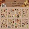 8pcs/pack Plants Flowers Leaf PET Stickers Decor Scrapbooking Collage Junk Journal Planner Decor Sticker Stationery