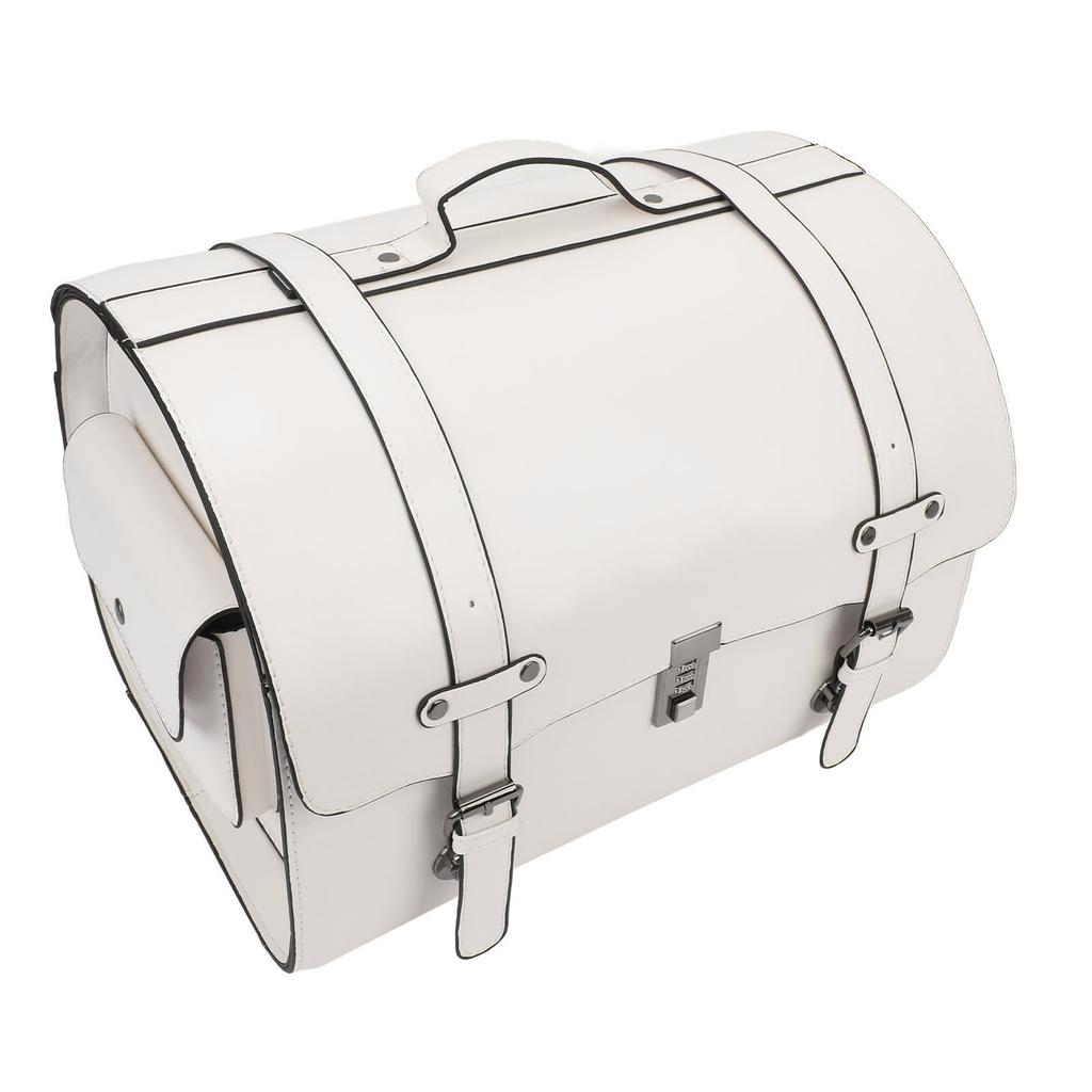 Motorcycle Tail Bag Faux Leather Waterproof 29.5L Capacity Quick Release with Combination Lock Universal Fit for