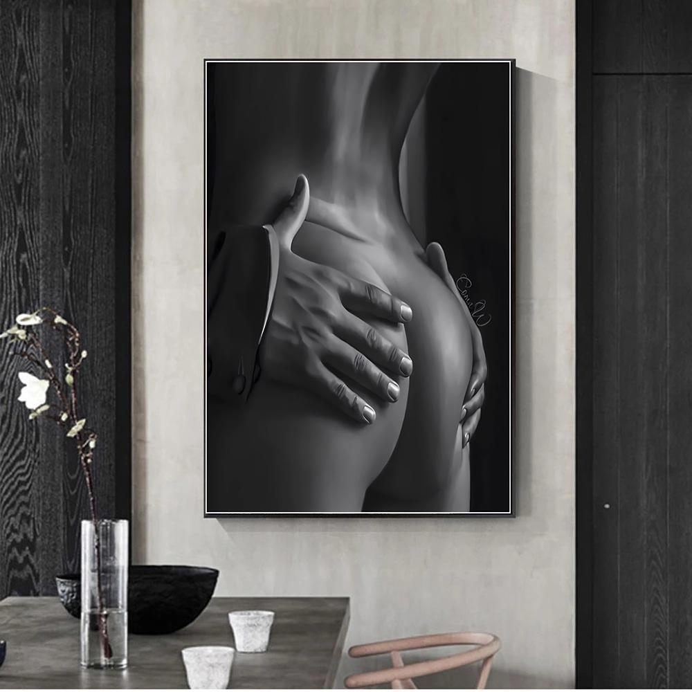 Black White Sexy Men and Women Couple Love Canvas Paintings Posters and Prints Wall Art Pictures for Living Room Home Decoration