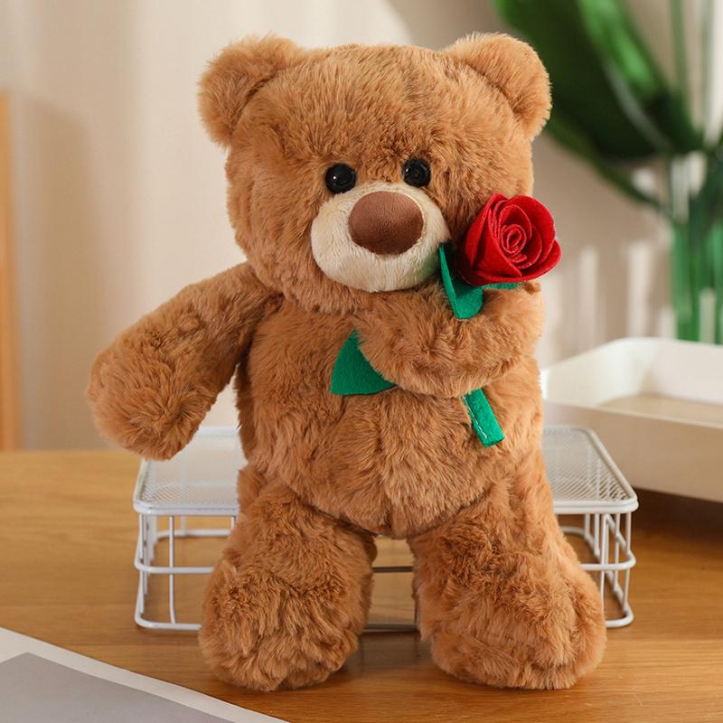 Peluche Orso Cartone Animato Romantico Ripieno Dice Amore Tenendo Cuore Rosso Rosa Bambola Regalo San Valentino Fidanzata