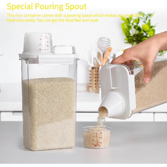 Rice Container, Rice Storage Container, 3-5 Lbs Tcereal Storage Container, Dog Food Storage Container, Suitable for Home Kitchen Rice, Soybean Food