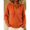 Women S Hooded Zip Knit Cardigan Casual Loose Solid Color Sweater Coat
