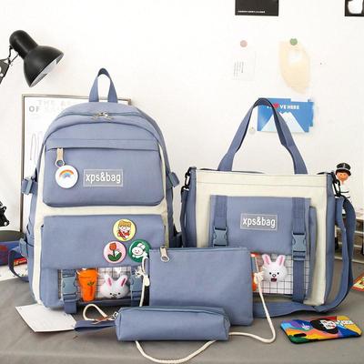 4 Pcs Sets Schoolbags Children Backpacks Cute Pendant  High School Highs Capacity Ins Fengsen Series Backpack