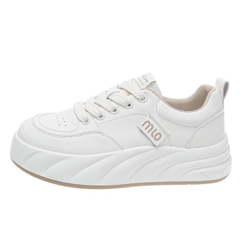 Plateau-Sneaker aus echtem Leder Frühling und Sommer Neu Vielseitig Atmungsaktiv Weiße Schuhe Damenschuhe Freizeitsneaker Damenschuhe