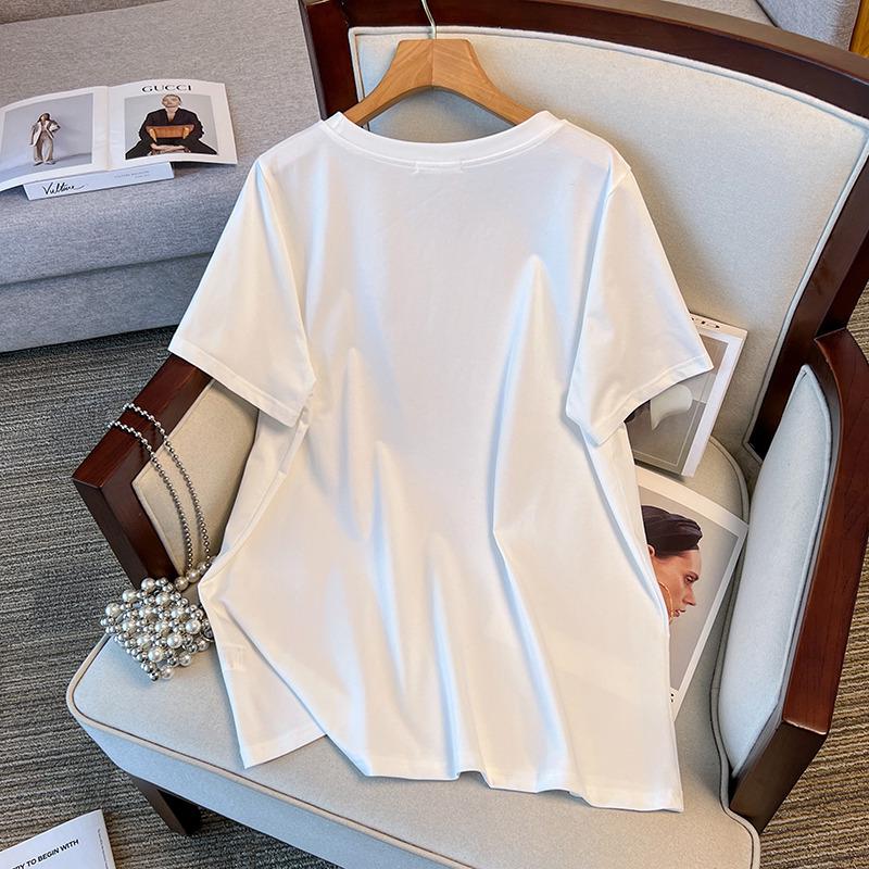 Women's Plus Size Mid-Length Round Neck Short-Sleeve T-Shirt (Sizes up to 350 lbs)