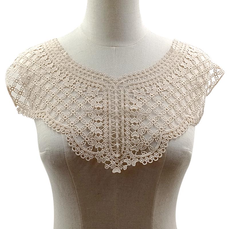 

Кружевной воротник из молочного шелка с вышивкой: Водорастворимый, 3D, DIY аксессуар хаки